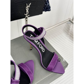 Tom Ford 10cm Velvet Asymmetric Crystal Sandal In Purple06