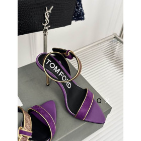 Tom Ford 10cm Velvet Asymmetric Crystal Sandal In Purple07