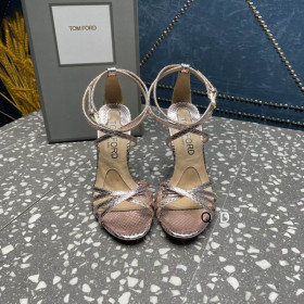 Tom Ford 10.5cm Laminated Stamped Python Ida Sandal In Champagne