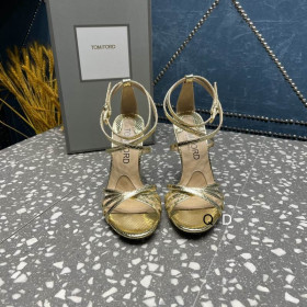 Tom Ford 10.5cm Laminated Stamped Python Ida Sandal In Gold