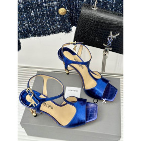 Tom Ford 10.5cm Metal Chain Stamped Crocodile Leather Angelina Sandal In Dark Blue