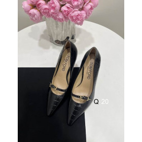 Tom Ford 10cm Embossed Crocodile Leather Belt Buckle Pointy-Toe Pumps In Black