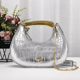 Tom Ford Womens Mini Crocodile Pattern Shoulder Bag In Silver