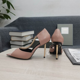 Tom Ford Leather Metal Open Toe Pumps In Pink