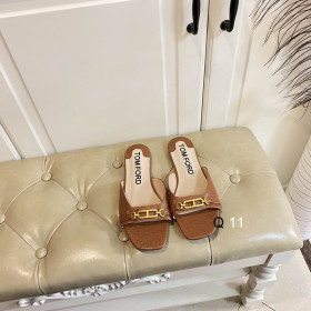 Tom Ford Lizard Logo-Plaque Flat Sandal In Brown