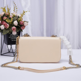Tom Ford Gold Silver Chain full leather Shoulder Bag Purse Leather In Apricot