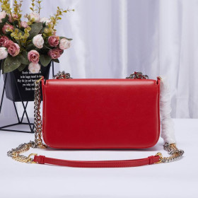 Tom Ford Gold Silver Chain full leather Shoulder Bag Purse Leather In Red 