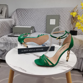 Tom Ford 10.5cm Leather Metal Chain High Heel Sandal In Green