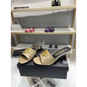 Tom Ford 4.5cm Crocodile TF Logo Slide In Gold
