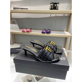 Tom Ford 4.5cm Crocodile TF Logo Slide In Black