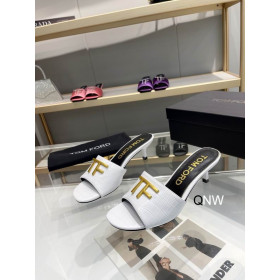 Tom Ford 4.5cm Crocodile TF Logo Slide In White
