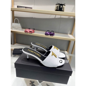 Tom Ford 4.5cm Crocodile TF Logo Slide In White