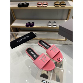 Tom Ford Leather TF Logo Slide In Pink