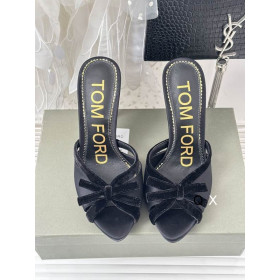 Tom Ford 10.5cm Velvet Bow Slide In Black