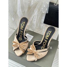 Tom Ford 10.5cm Velvet Bow Slide In Apricot
