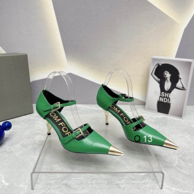 Tom Ford 7.5cm Two-Strap Metallic-Toe Cap Leather Pumps In Green