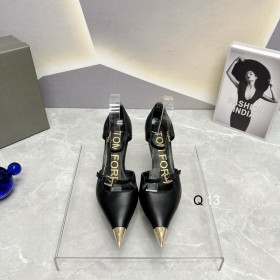 Tom Ford 7.5cm Two-Strap Metallic-Toe Cap Leather Pumps In Black