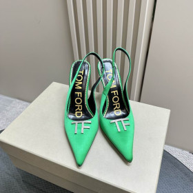 Tom Ford 10cm Leather Angelina Slingback In Bright Green