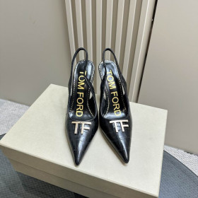 Tom Ford 10cm Crocodile Leather Angelina Slingback In Black