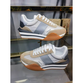Tom Ford Suede Technical Fabric James Sneaker In White/Brown 007