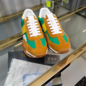 Tom Ford Suede Technical Fabric James Sneaker In Brown/Green 002