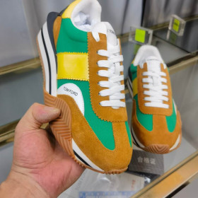 Tom Ford Suede Technical Fabric James Sneaker In Brown/Green 002
