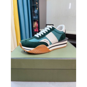 Tom Ford Suede Technical Fabric James Sneaker In Blue Green 051