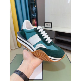 Tom Ford Suede Technical Fabric James Sneaker In Blue Green 051