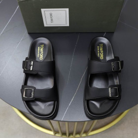 Tom Ford Men's Leather Flip Flops In Black01