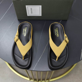 Tom Ford Men's Leather Fabulous Palm Slippers In Yellow