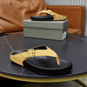 Tom Ford Men's Leather Fabulous Palm Slippers In Yellow