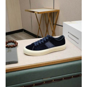 Tom Ford Crocodile Cambridge Lace-Up Low Sneaker In Dark Blue