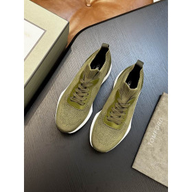 Tom Ford Mesh Lace-Up Low Sneakers In Army Green