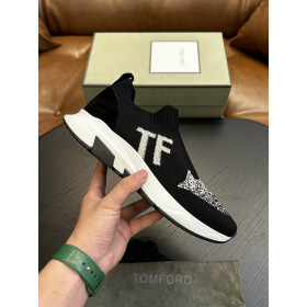 Tom Ford Mesh Low Sneakers In Black/White