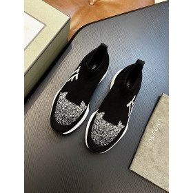 Tom Ford Mesh Low Sneakers In Black/White