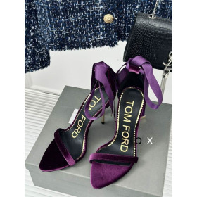 Tom Ford 10cm Silk Ribbon Velvet Sandal In Purple