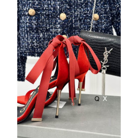 Tom Ford 10cm Silk Ribbon Velvet Sandal In Red
