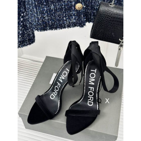 Tom Ford 10cm Silk Ribbon Velvet Sandal In Black
