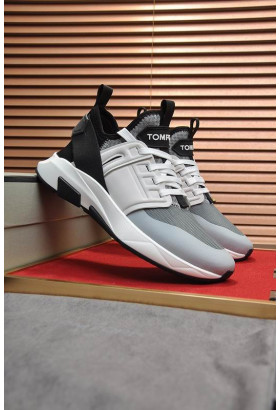 Tom Ford Nylon Mesh Jago Sneaker In Grey