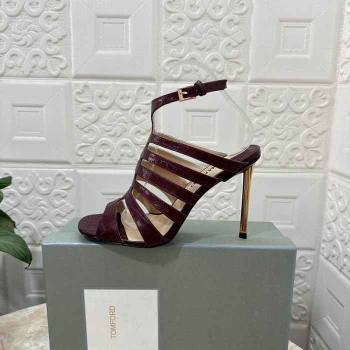 Tom Ford 10.5 cm Estampado de pele de Crocodilo Paradis Gaiola Sandália Na Claret