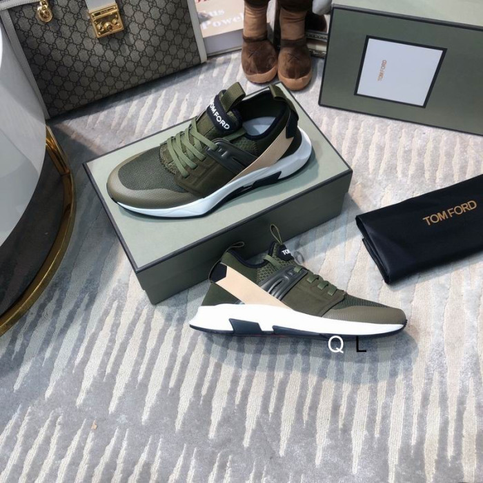 Tom Ford Malha De Nylon Jago Baixo-Superior A Sapatilha No Exército Green04