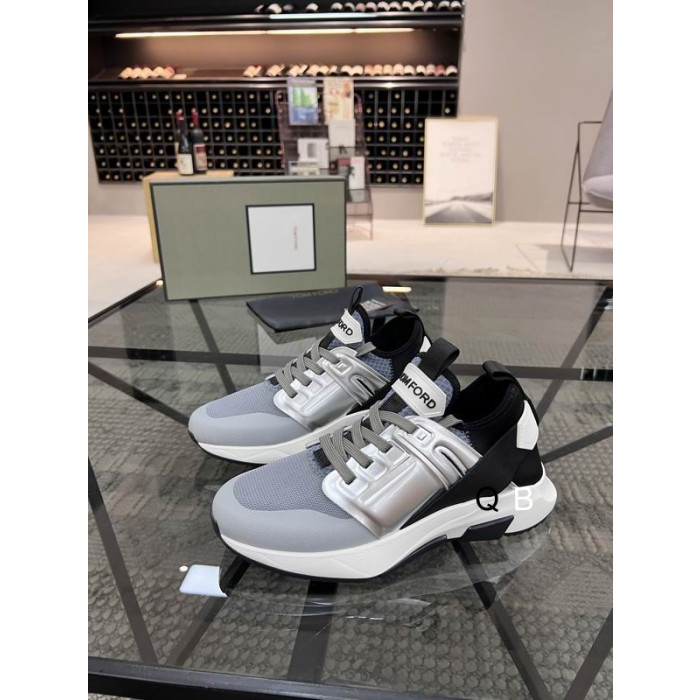 Tom Ford Malha De Nylon Jago Baixo-Superior Sapatilha Em Grey12