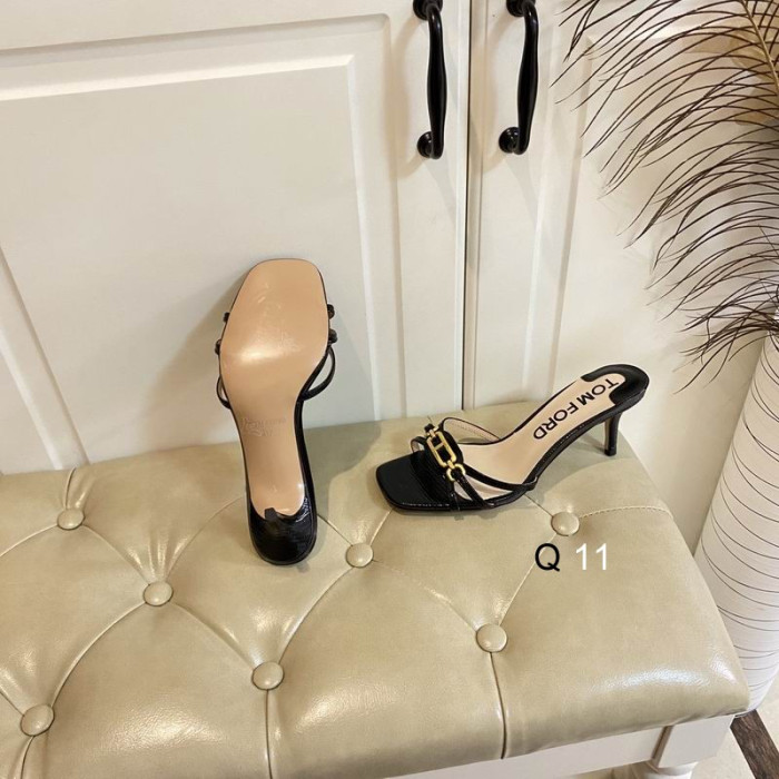Tom Ford 6,5 cm Lagarto Meados de Calcanhar de Slide Em Preto