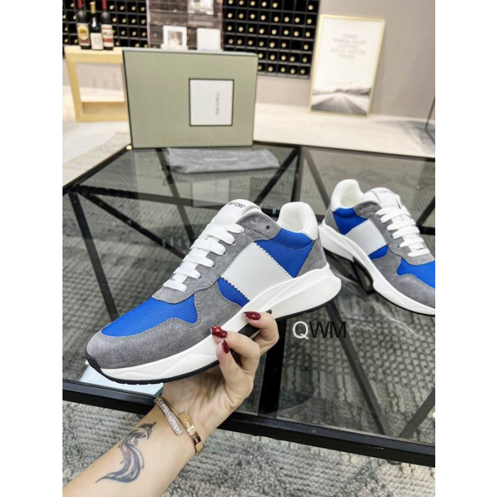 Tom Ford Black Técnicas De Baixo-Superior Sapatilha Na Cor Cinza/Azul