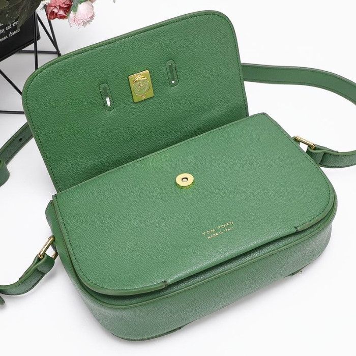Tom Ford Mulheres Com Textura De Couro Mini Saco De Ombro Verde