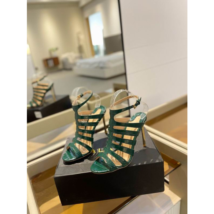 Tom Ford 10.5 cm Brilhante Estampado de pele de Crocodilo Paradis Gaiola Sandália Verde