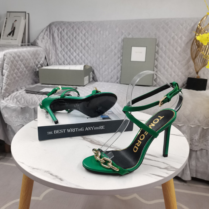 Tom Ford 10.5 cm de Couro Corrente de Ouro Sandália Verde