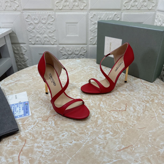 Tom Ford 10.5 cm de Couro, Sandália de Salto Alto Vermelho
