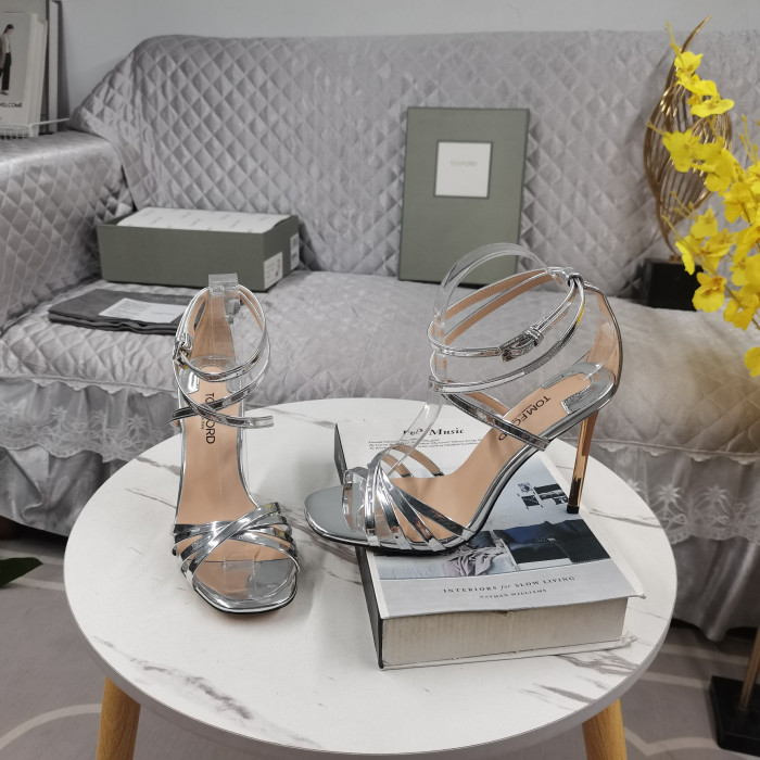 Tom Ford 11cm de Couro de Patente Ida Sandália De Prata