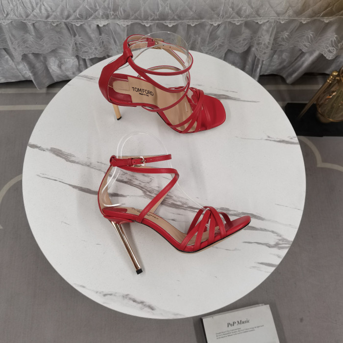 Tom Ford 11cm Genuino Ida Sandália Em Vermelho